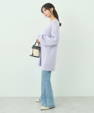 earth music&ecology カラーネップスパンコールニットチュニック Lavender