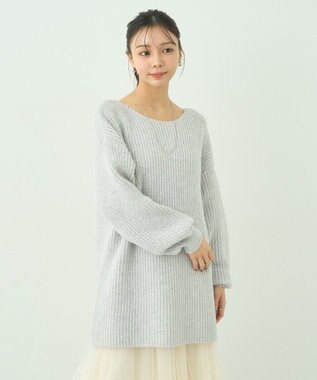 earth music&ecology カラーネップスパンコールニットチュニック Gray Mixture