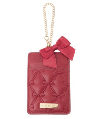 Maison de FLEUR リボンキルティングパスケース Red