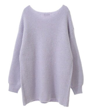 earth music&ecology カラーネップスパンコールニットチュニック Lavender
