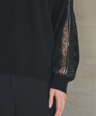 GRACE CONTINENTAL レーススリーブトップ ブラック