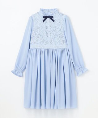 組曲 KIDS 【150-170㎝】レースシフォン ワンピース サックスブルー系