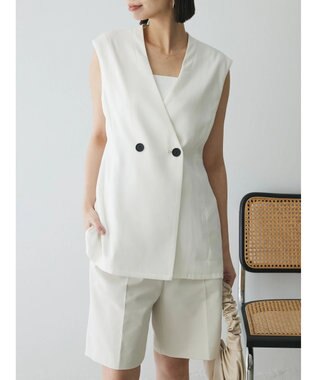 Green Parks AnriettMusee ネック切替デザインベスト Off White