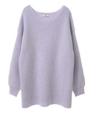 earth music&ecology カラーネップスパンコールニットチュニック Lavender