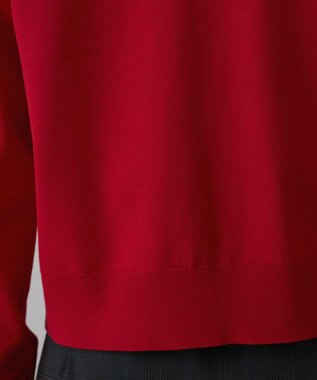 GRACE CONTINENTAL バイカラーロゴニットカーディガン レッド
