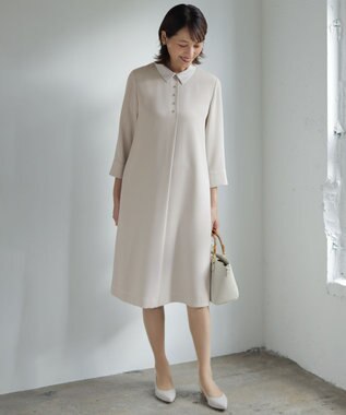 J.PRESS LADIES S 【2way】セラテリーダブルクロス 襟付き ワンピース グレージュ系