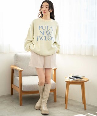 WEGO ジャガードニットプルオーバー ライトイエロー