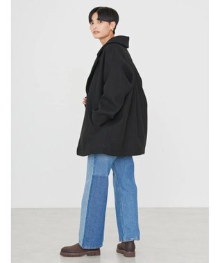 AMERICAN HOLIC 中空ＦＩＢＥＲコクーンミディコート Black