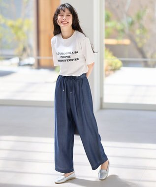 ANY 【手洗い可能/ウエストゴム】ウォッシャブルデニムパンツ ネイビー