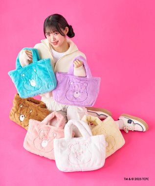 MOONBAT Care Bears(ケアベア) フェイクファーバッグ A4サイズ 手洗い可能 ライトパープル
