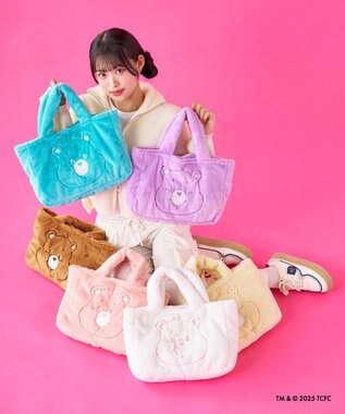 MOONBAT Care Bears(ケアベア) フェイクファーバッグ A4サイズ 手洗い可能 ペールピンク