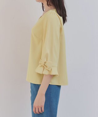 Tiaclasse 【洗える】リボンフレアスリーブブラウス イエロー