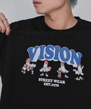 WEGO 【ユニセックス着用ITEM/MLサイズ展開】別注VISIONゴーストスケーターグラフィックT（SS） ブラック