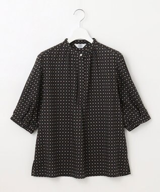 J.PRESS LADIES L 【洗える】 ジオメトリック スタンドカラー ブラウス グレー系5