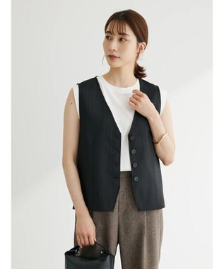 Green Parks ヘリンボーンベスト Black