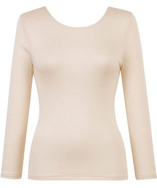 Wing あったかインナー 綿混 裏起毛 よく伸びる素材 【ラクのびサーモ】 8分袖 長袖 ネックせまめ 秋 冬 EL6913 ウイング／ワコール ベージュ