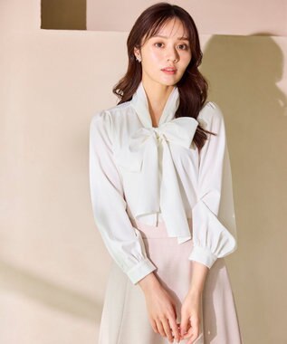 【新色追加・洗える】ボリューム リボンタイ ブラウス