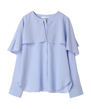 Green Parks ケープ風ブラウス Sax