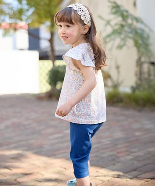 ANY KIDS 小花柄 プリント Tシャツ オフホワイト×花柄