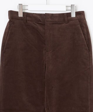 自由区 L リブレスコールストレート パンツ ダークブラウン系