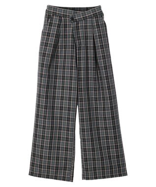 Green Parks ・ＥＬＥＮＣＡＲＥ　ＤＵＥ　チェックワイドパンツ Charcoal Gray