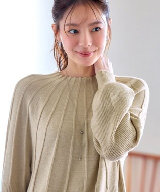 Tiaclasse L 求心片畦ニットチュニック ベージュ