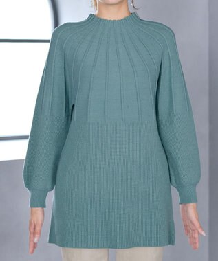 Tiaclasse L 求心片畦ニットチュニック ミント