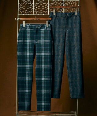 23区GOLF 【WOMEN】チェック柄裏起毛パンツ ダークグリーン系3