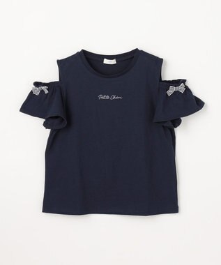 ANY KIDS 【綿100%】オンオフショルダー Tシャツ ネイビー
