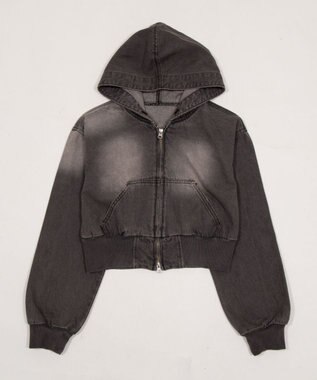WEGO デニムショートフードブルゾン グレー