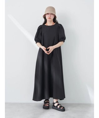 earth music&ecology リサイクルポリエステルブレンドＡラインワンピース Black