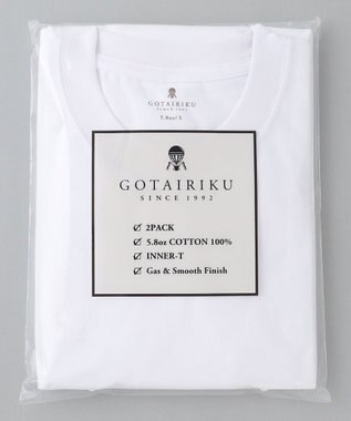 GOTAIRIKU ビジネスインナー/下着兼用【パックT】5.6oz 綿100％ スムース光沢加工 Tシャツ（クルーネック/2枚セット） ホワイト系