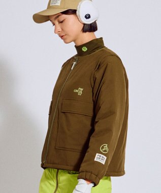 PW CIRCULUS 【撥水加工 / ストレッチ】【WOMEN】デタッチャブルキルティング中綿ブルゾン ゴルフウェア レディース カーキ系