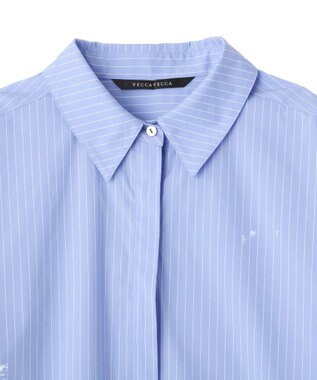 YECCA VECCA レースヘムロングシャツ Stripe