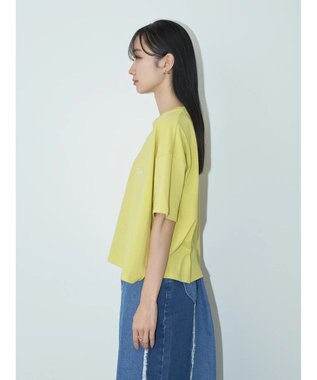 earth music&ecology Ｌｅｅ×ｅ．ｍ．ａ．ｅ　ＢＡＣＫ　ＰＲＩＮＴ　ＴＥＥ Lime Green