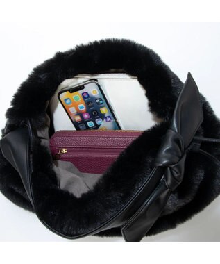 UNBILLION cachecache リボンハンドルエコファードロストバッグ ブラック