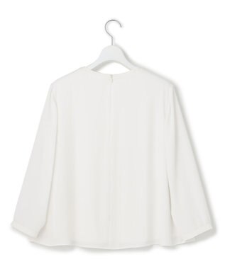 23区 【洗える】シルキーデシン タックデザイン カットソー ホワイト系