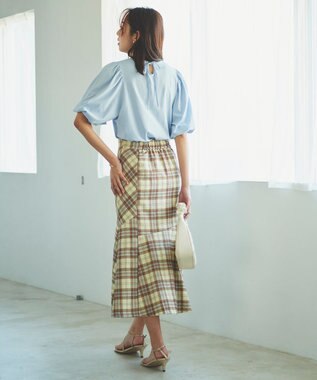 Feroux 【洗える】チェックマーメイド スカート ベージュ系2