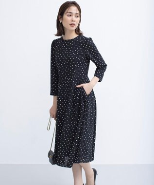 組曲 ドットジョーゼットプリント ワンピース ブラック系5