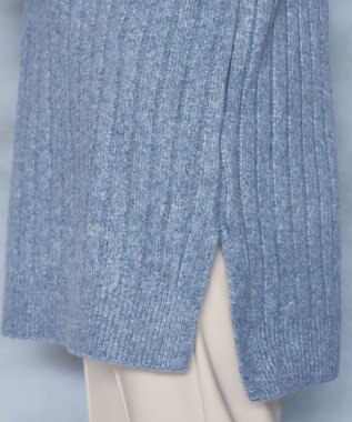 Tiaclasse L 【洗える】袖ボタンメランジニットチュニック ブルー