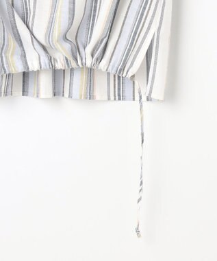 J.PRESS LADIES リネンMIX ストライプ スッキパー ブラウス ブルーマルチ系