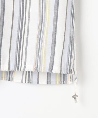 J.PRESS LADIES リネンMIX ストライプ スッキパー ブラウス ブルーマルチ系