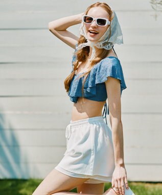 San-ai Resort（三愛水着楽園） 楊柳　ショートパンツ　M・L　【San-ai Resort（サンアイリゾート）】 ホワイト