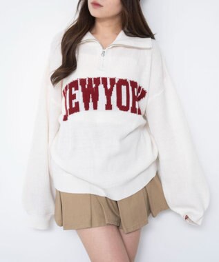WEGO NEWYORKハーフジップニット