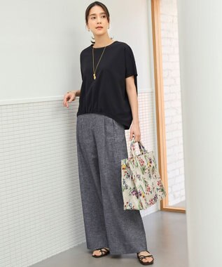 自由区 ペイントタッチフラワートート バッグ アイボリーベース