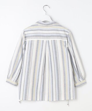 J.PRESS LADIES リネンMIX ストライプ スッキパー ブラウス ブルーマルチ系