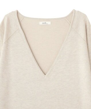 earth music&ecology ディープＶネックプルオーバー Beige