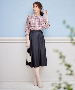 ANY SIS L 【洗える】チノライクタック スカート シャンブレーブルー