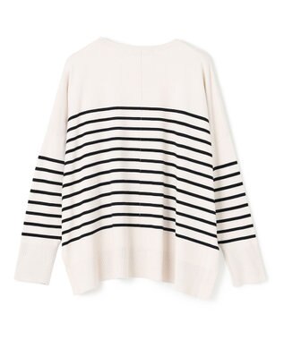 UNFILO 【洗える/抗菌防臭】マイビューティー クロップド丈ニット アイボリー×ブラック