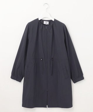 J.PRESS LADIES L 【洗える・撥水】マイクロタフタ ノーカラー ロング コート ネイビー系